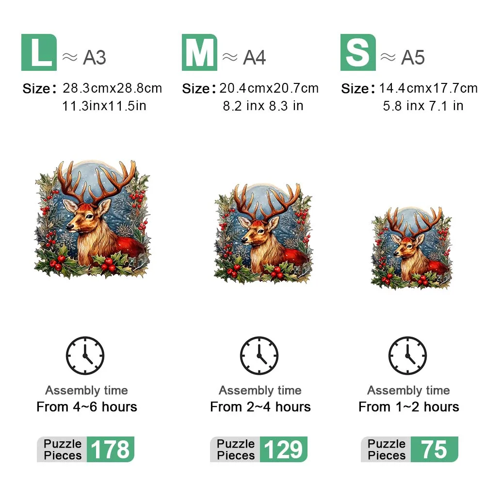 Drewniane puzzle Tajemniczy jeleń Spersonalizowana interakcja rodzinna Puzzle 3D Szczęśliwy prezent dla dorosłych Edukacja Gra zabawkowa dla dzieci