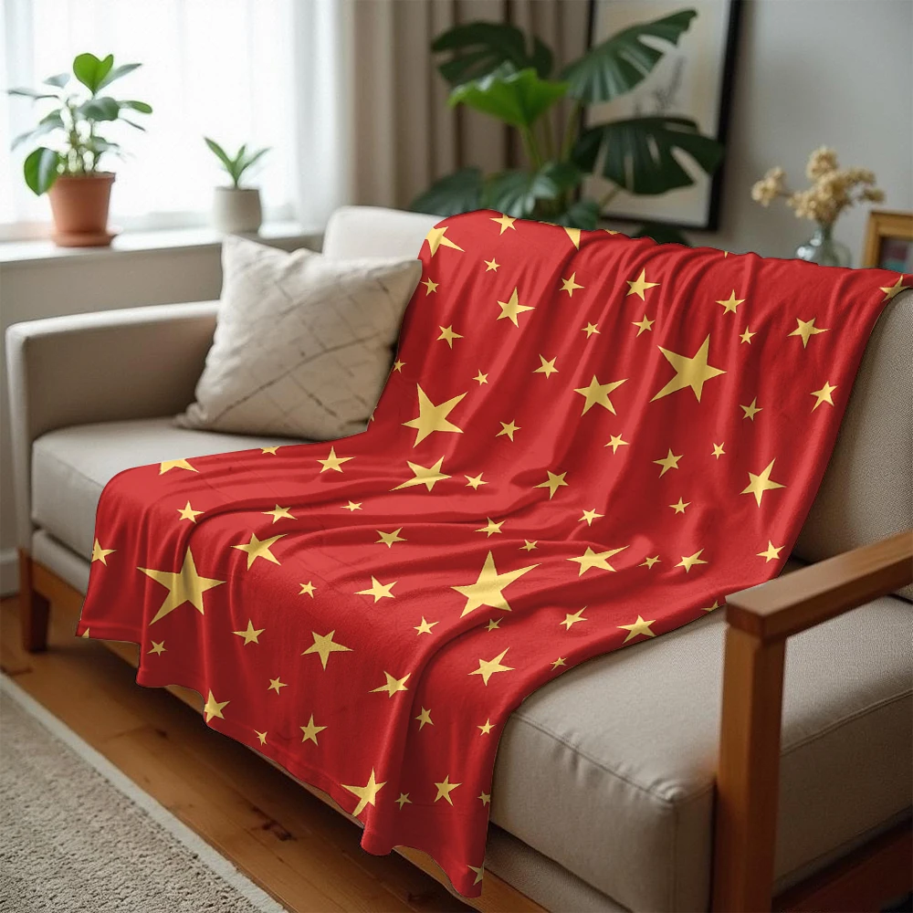 Red Gold Starburst Ultra Soft Sherpa Fleece Blanket Fluffy Warm Halloween Cozy Throw for Sofa Couch Bedroom Gift All season