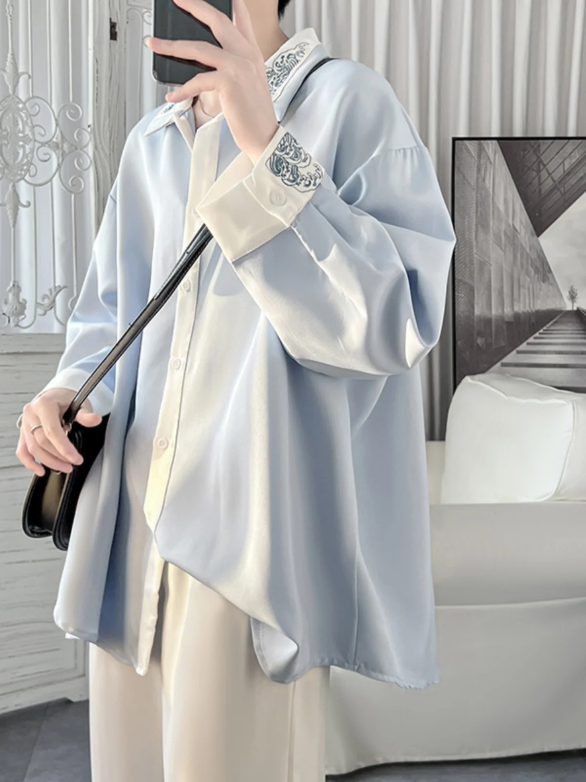 

Tibetan Sle Long Sve Men's irt Lightweight Spring Autumn Faion Brand Casual Haome Cotton lin Button down Coat