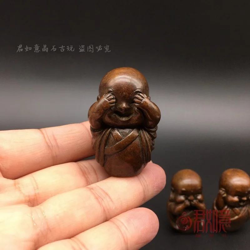 النحاس الصلب ثلاثة لا بوذا الراهب الصغير حلية لا الاستماع لا يتحدث لا رؤية المبتدئ الصغير زن زن مسار المفهوم الفني