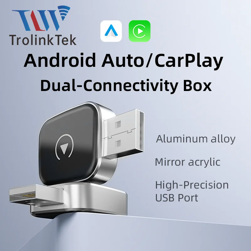 

TrolinkTek 2 in 1 Wired to Wireless CarPlay Adapter Android Auto Fast Connect USB Dongle TypeC USB 5GHz WiFi 6 Plug & Play