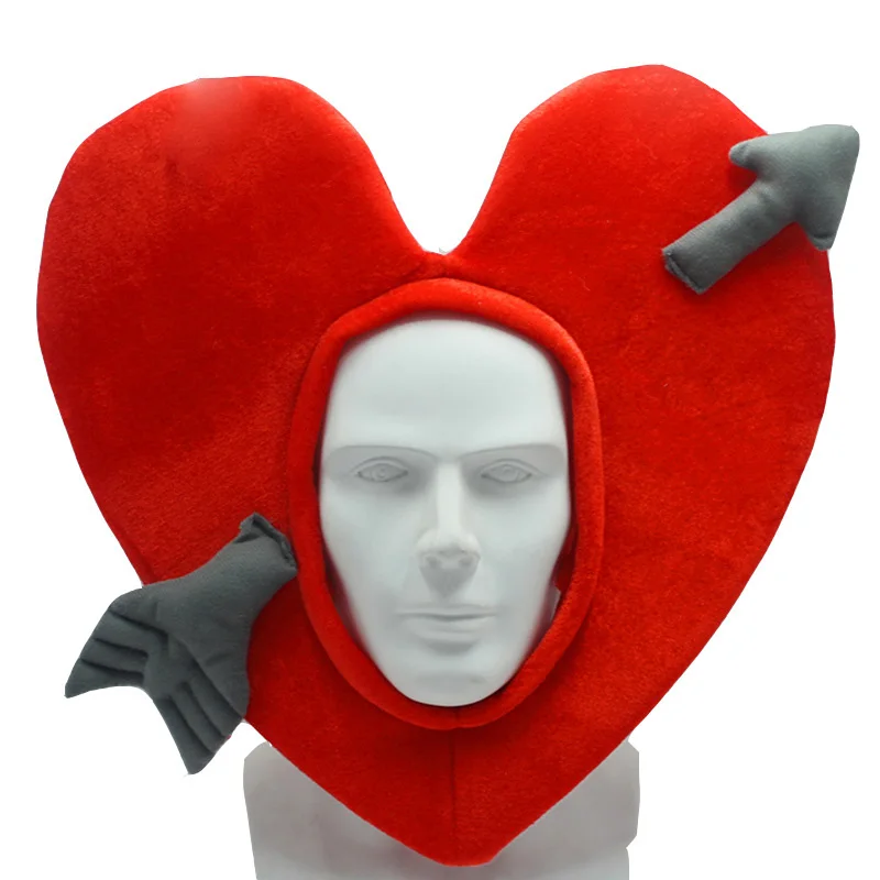 

2025 New Funny Valentine's Day Cupid's Arrow Love Hoodie Costumes Cosplay Hat Red Head Cover For Men Women