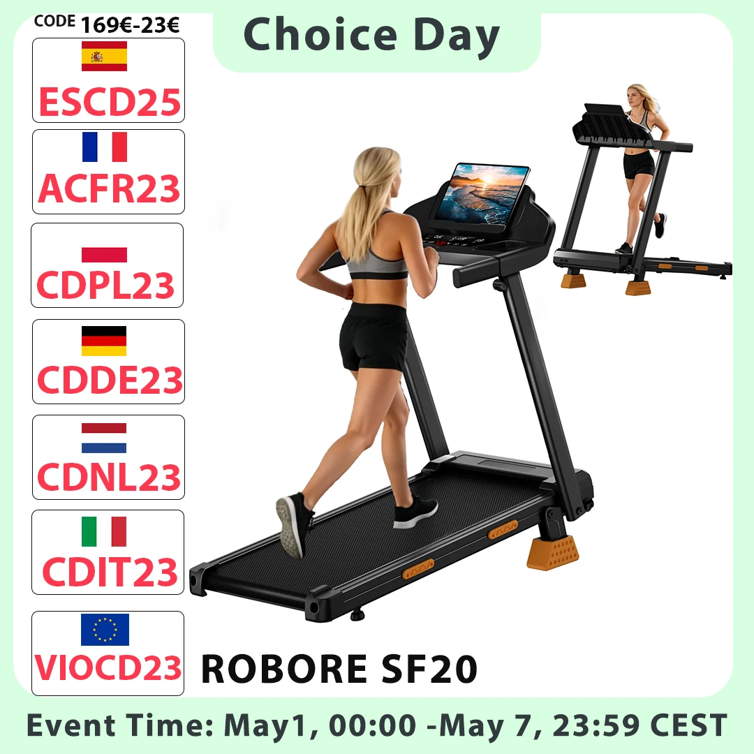 ROBORE SF20 elektrische loopband met 15% helling, 3,0 pk 45 dB stille borstelloze motor, drievoudige schokdemping, 12 km/u opvouwbare loopband, geen montage nodig, 3 modi, maximale belasting 136 kg