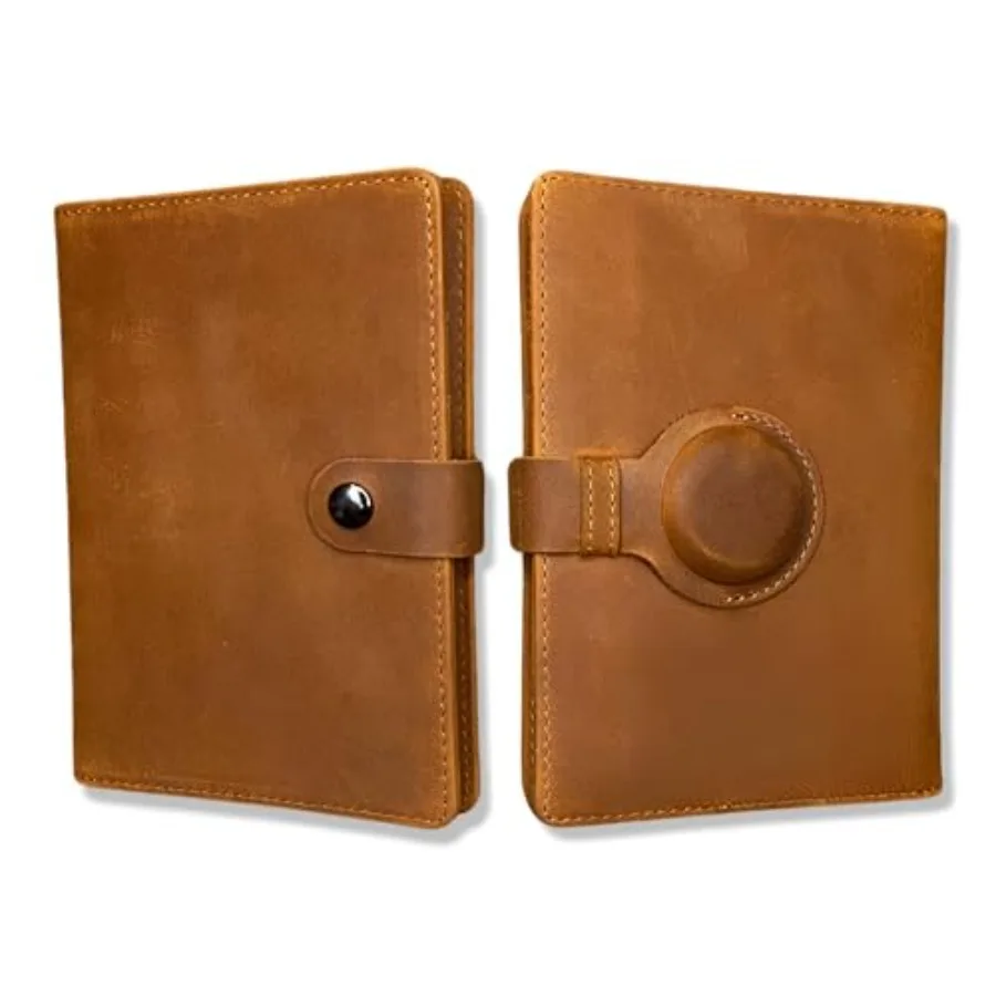 

Кожаный держатель для AirTag и MotoTag, а также обложка для паспорта и кошелек для мужчин и женщин с защитой от RFID для безопасных путешествий и хранения документов.