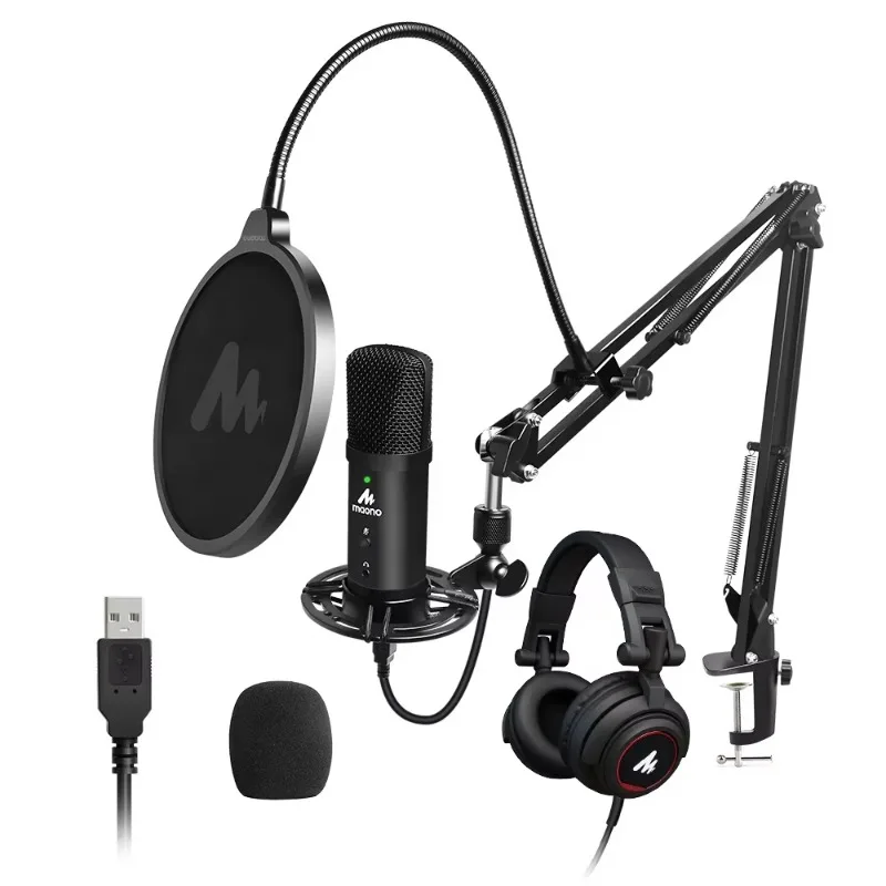 

MAONO Studio USB Microphone With Real Time Headphones For Live Recording With Computer Podcast Gaming Microphone Kit