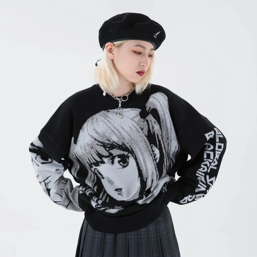 Long Sleeve Goth Clothes for Woman Misa Amane Gothic Sweater Harajuku  Kawaii Japanese Winter Clothes Women Jerseys Mujer