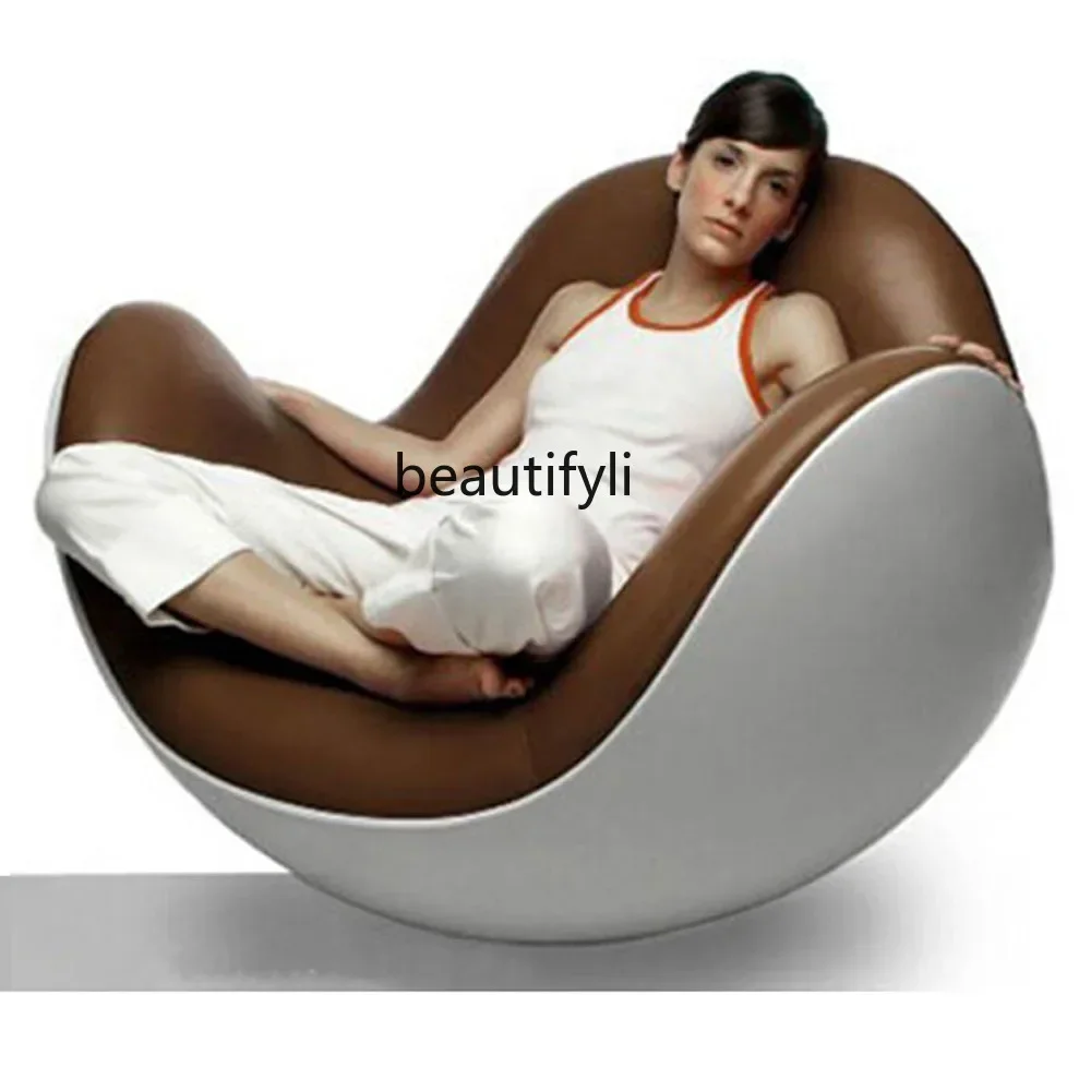 Tumbler chair fiberglass eggshell chair creative rocking lunch lounge chair comfortable and personalized lazy sofa