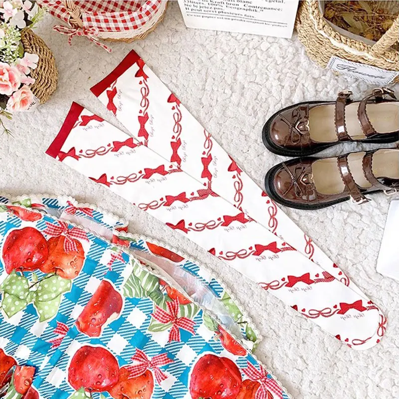 Anime Heks Lolita Witte Kousen Harajuku 3D Gedrukt Zoete Kawaii Kousen Vrouwen Leuke Kousen Fluwelen Hoge Overknee Sokken