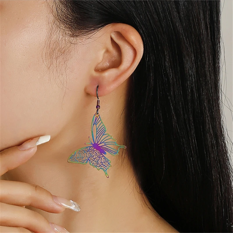 20Pcs/Lot Retro Stainless Steel Colorful Hollow Animal Butterfly Charms Connectors DIY for Earrings Jewelry Findings Accessories