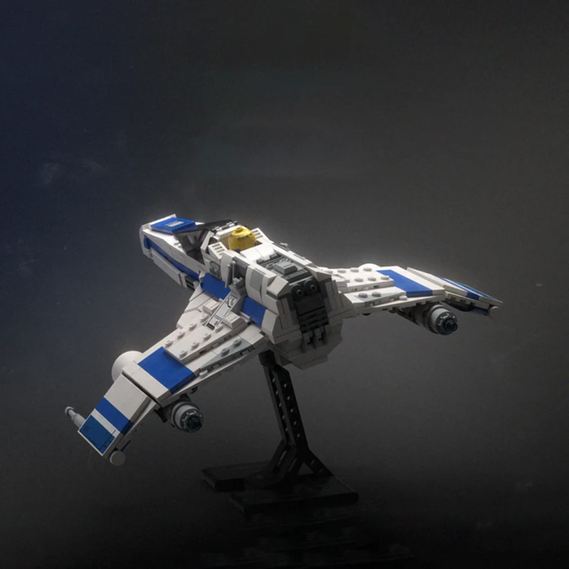 Space Series MOC Upgrade of Starfighter with Stand Building Block Bricks Assemble Model DIY Toys Children Christmas Gifts