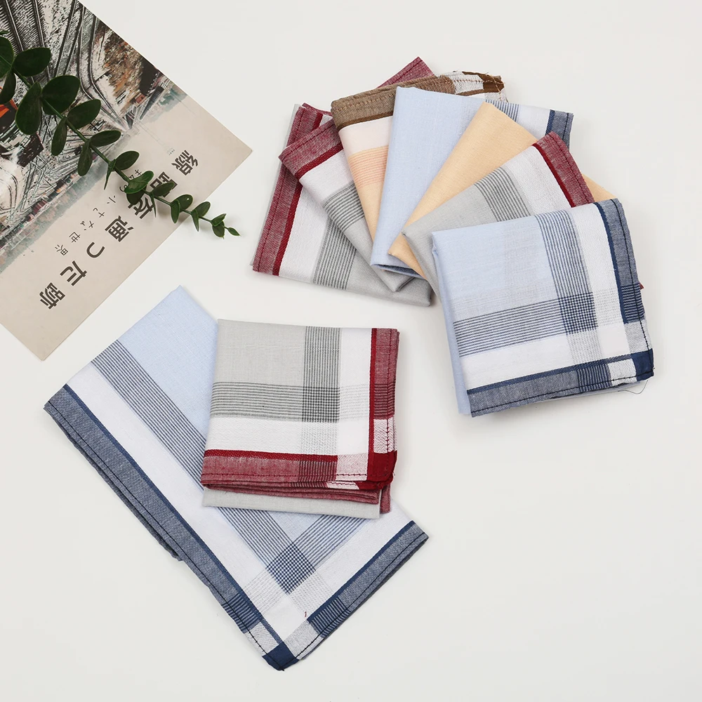 Men's Pure Cotton Yarn-Dyed Handkerchief, Old-Fashioned Nostalgic Thin Handkerchief, Soft and Comfortable Square Scarf, Universal for All Seasons, Wedding Supplies