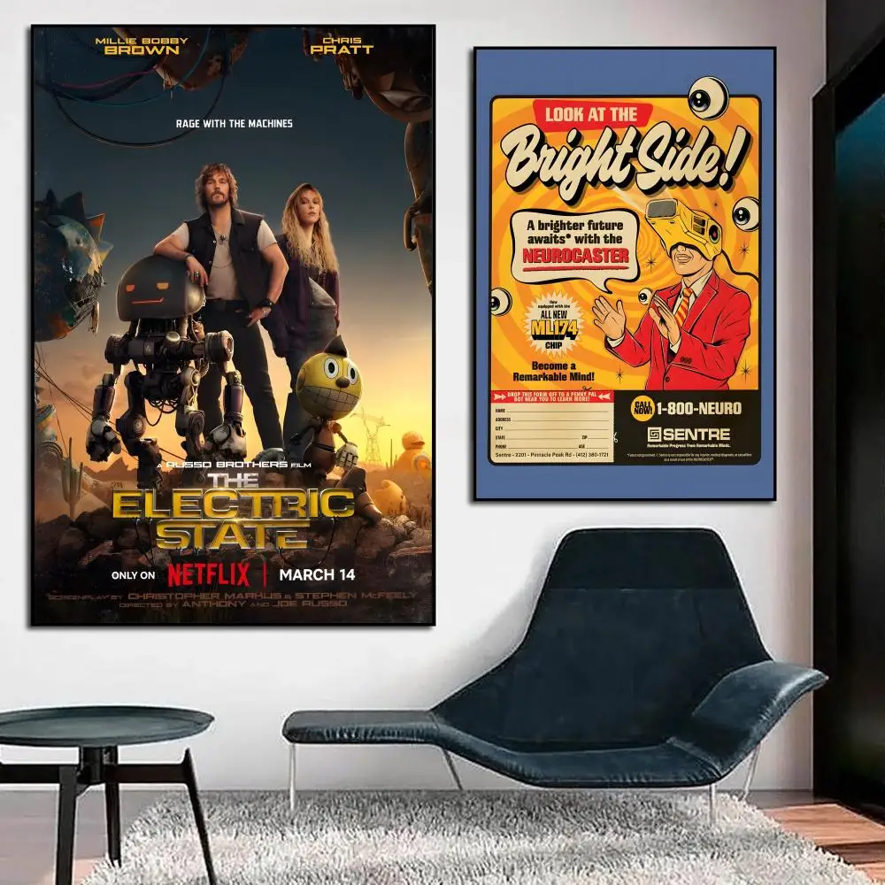 Anime E-Electric State Movie Poster HD PVC Self Adhesive Wall Art - Waterproof Dustproof For Home Cafe Bar
