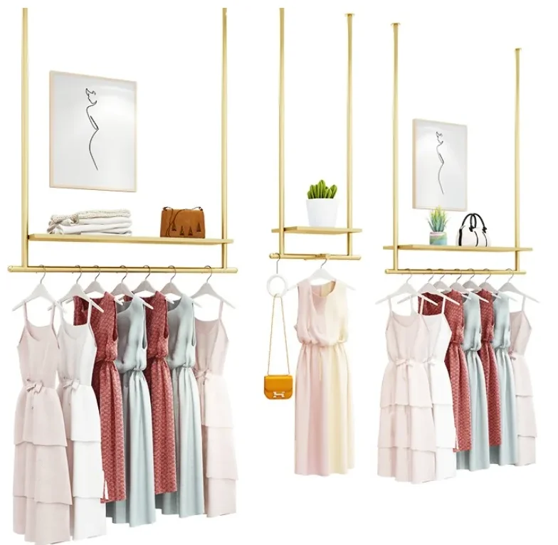 

Clothes hanging rod, ceiling, hanger display frame, adjustable hanger with plate, rod display frame