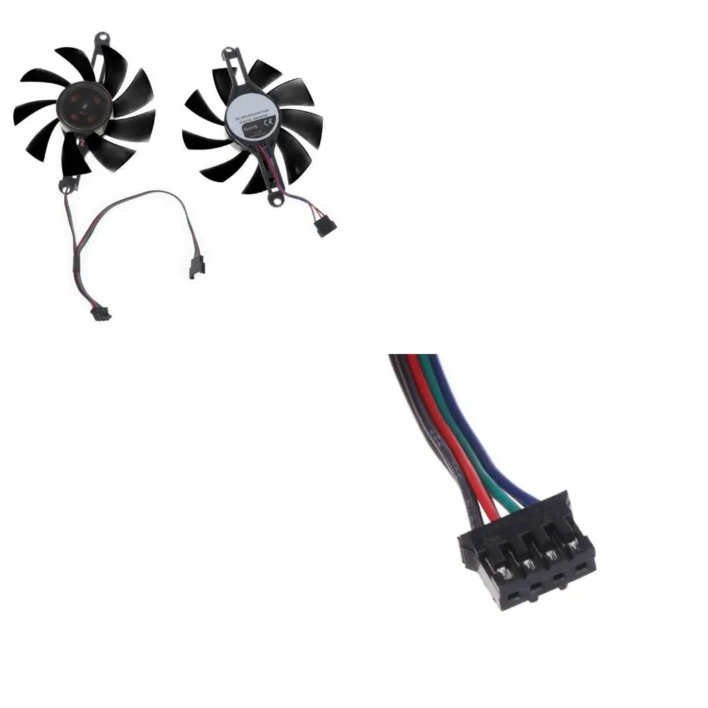 

80mm/3.15in Original 4 Pin 4 Wires Coolers Fan VGA Fan Graphics Card Cooling Fan for Radeon RX 580 RX5500 XT Radiators