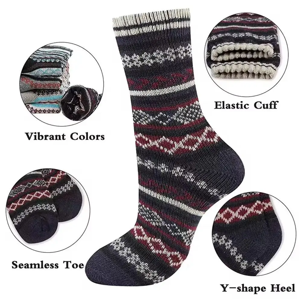 5 أزواج من الجوارب الحرارية للرجال والنساء، جوارب طاقم محبوكة دافئة للشتاء، جوارب رياضية كاجوال بحلقة تيري ناعمة للطقس البارد #3