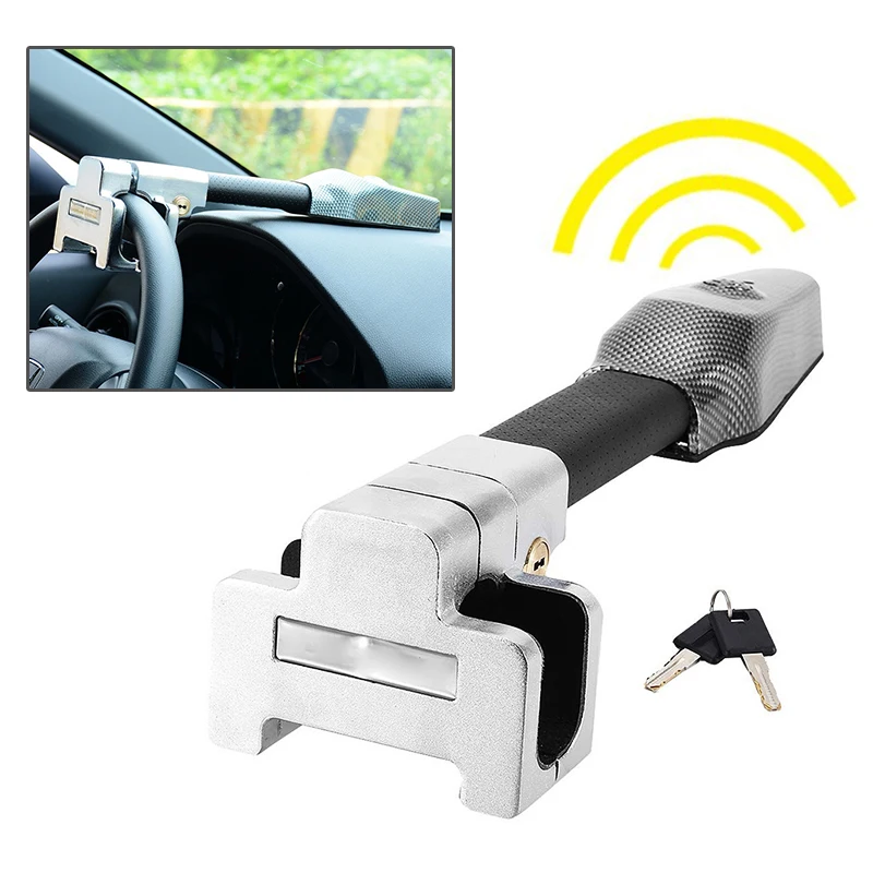 Universal Car Anti theft Safety Alarm Lock Car Steering Wheel Lock Retractable Security Car Locks Security Anti-Theft Tool