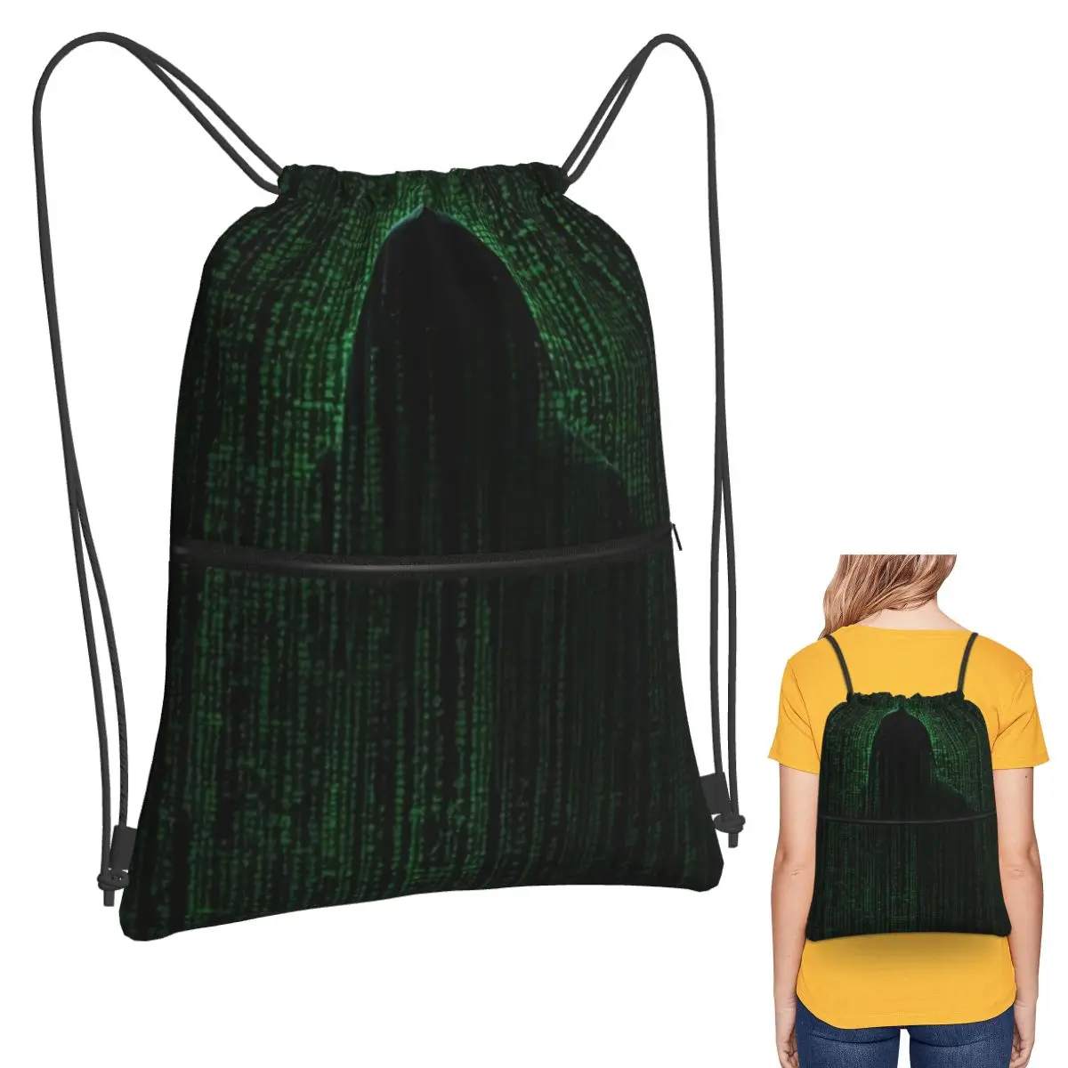 

Hacker Code Binary Code Geek Science Computer Backpacks Fashion Drawstring Bags Sports Bag Book Bags for Travel Students
