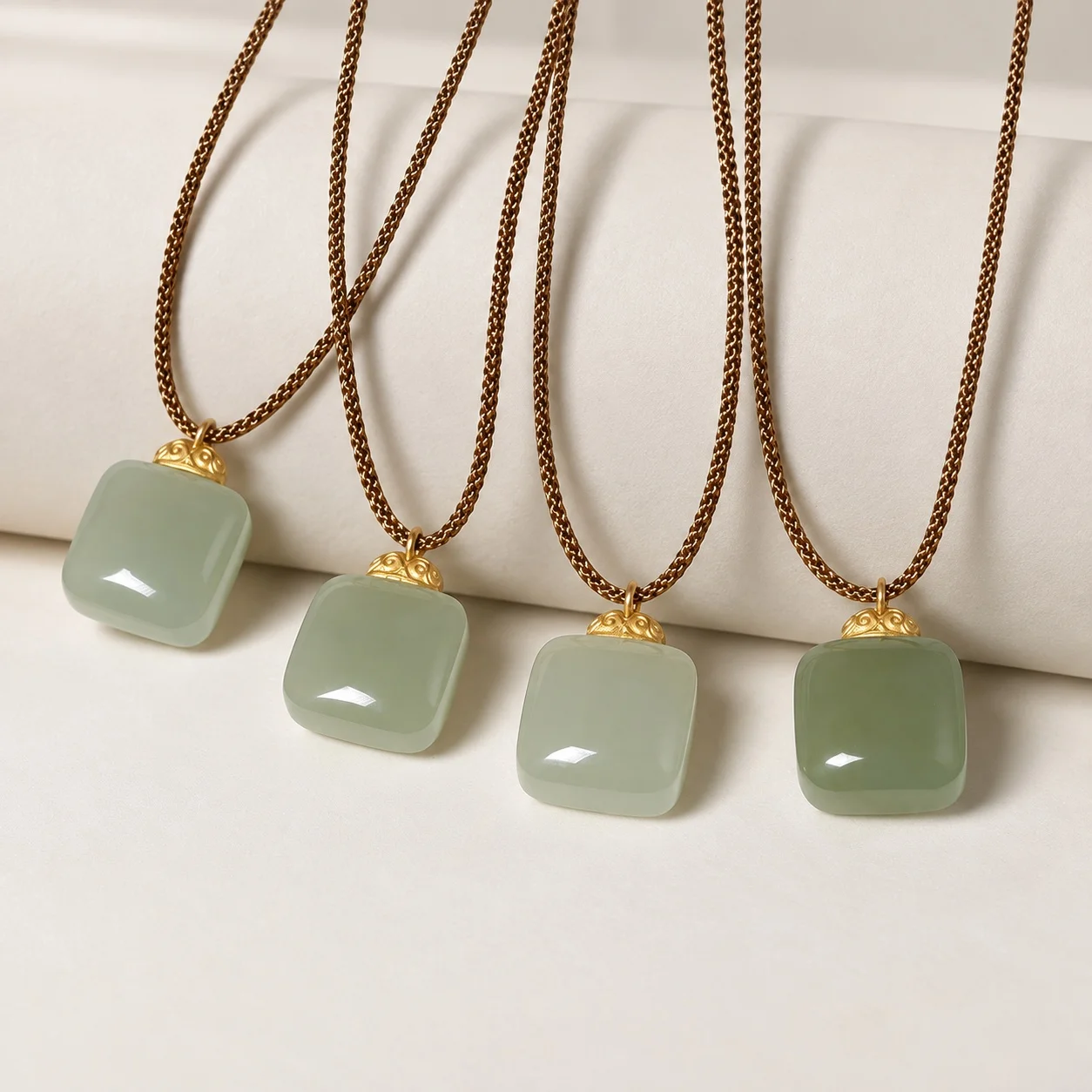 Pendant Necklace Simple Design Fresh Style Hetian Jade Wu Shi Pai (Nothing-to-Do Plaque) 9mm x 18mm Pendant Size Unisex