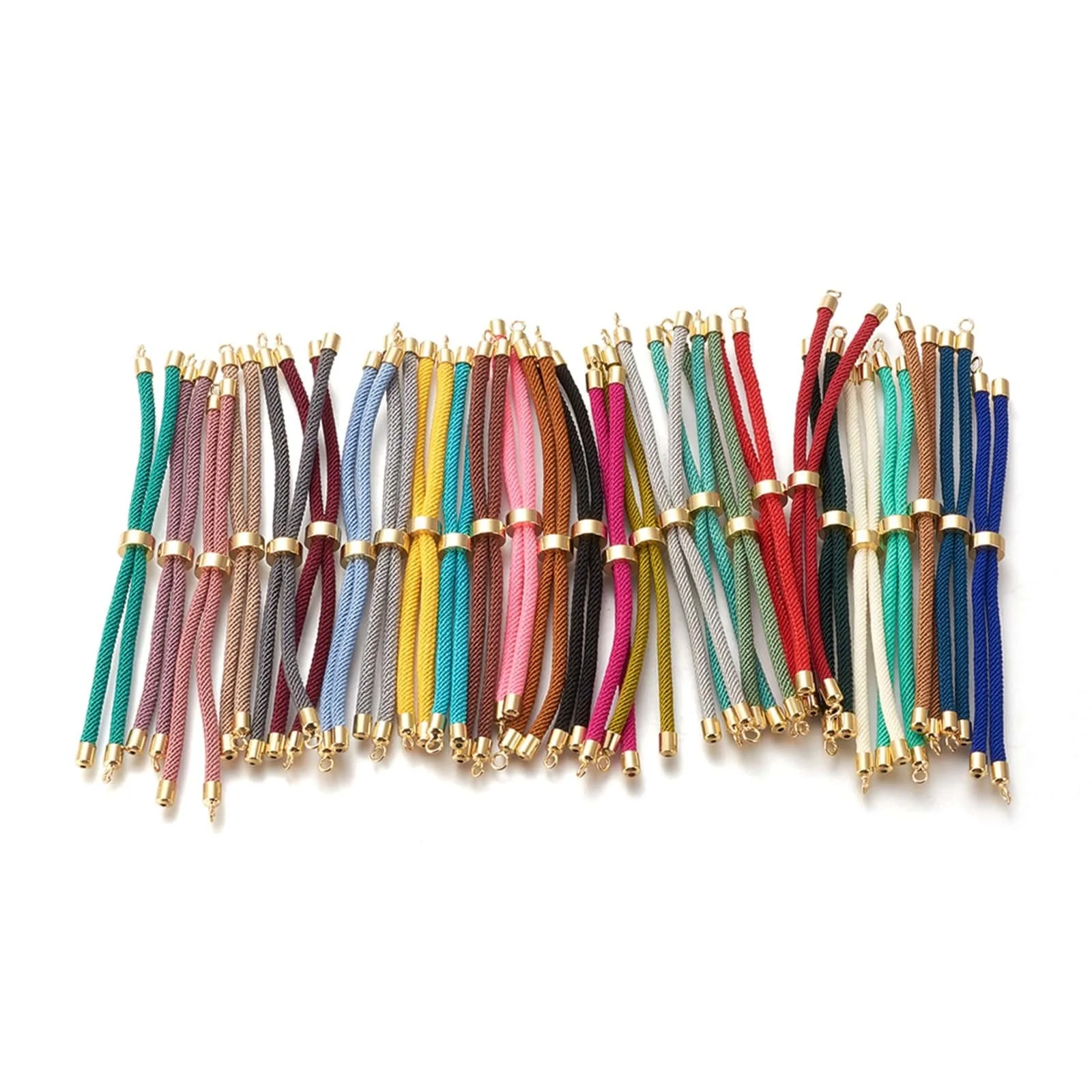 10Pcs Nylon Twisted Cord Bracelet Making Adjustable Slider Bracelets With Brass Findings For DIY Jewelry Making Accessories