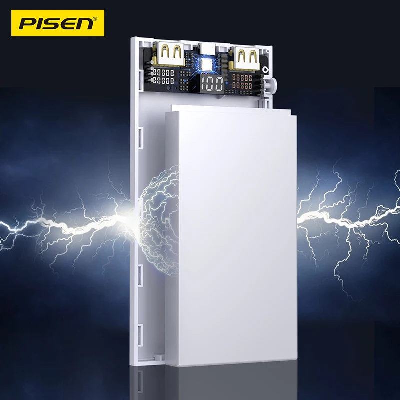 PISEN 10500mAh Portable Power Bank HD Digital Display Screen Dual-Device Charging Compatibility with Apple Xiaomi Samsung