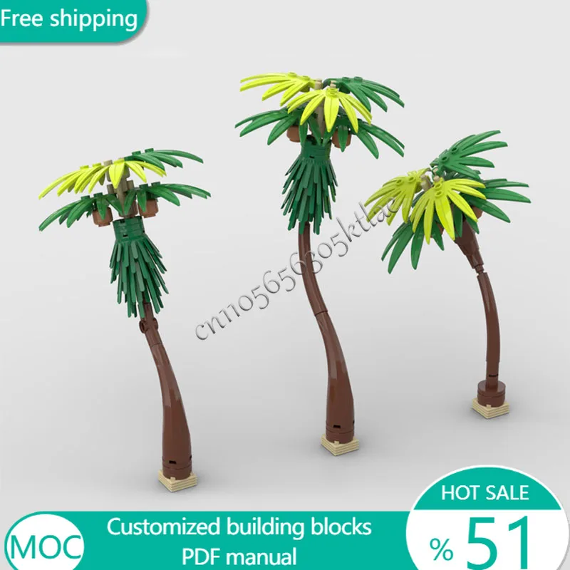 

65 шт. деревья, пальма, MOC, модульный строительный блок, модель, креативный дизайн, кирпич, детская развивающая игрушка «сделай сам», Рождественский подарок