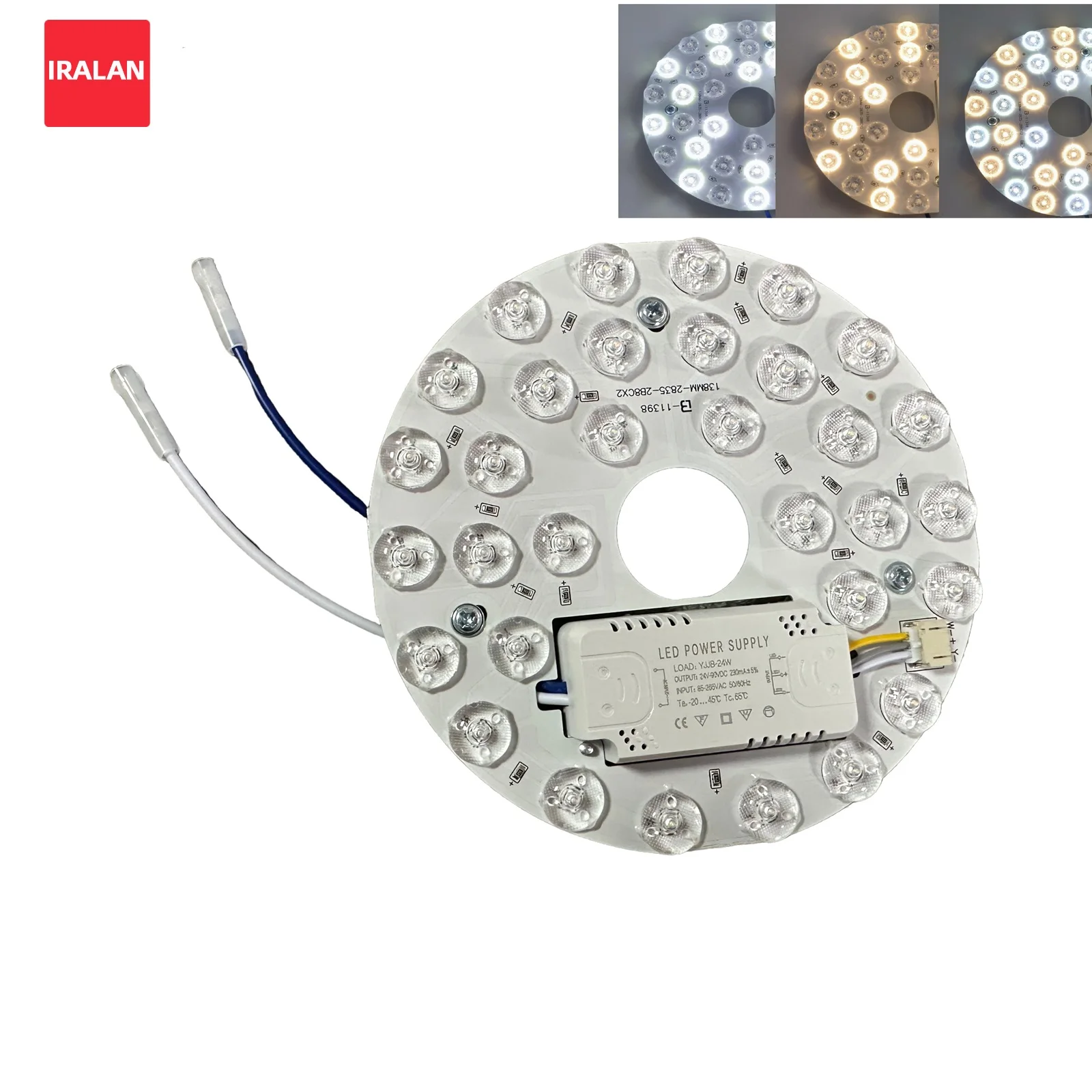 

IRALAN LED Bulb Chip Light Board Intelligent Three-Color Light Simple Install for Ceiling Light AC 85-265V Panel LED