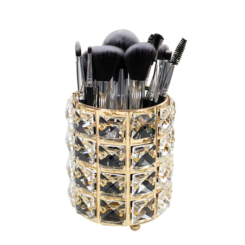 Professional Crystal Makeup Brush Holder Storage Box Cosmetic Brushes Organizer Container Cup