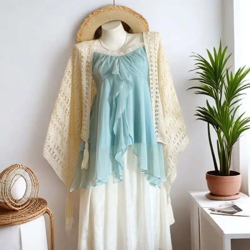 عادية شاطئ نمط 2 قطعة تنورة مجموعات النساء Y2k المحاصيل سترة علوية + التنانير الصغيرة الحلو أنيقة Kawaii خمر الدعاوى الكورية الموضة #2