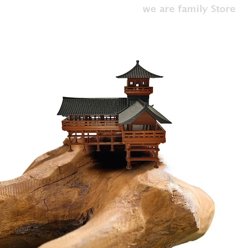 Chinese Belvedere Statue Ancient Building Model Japanese Pavilion Decorations Miniature Zen Garden Aquarium Bonsai Ornaments