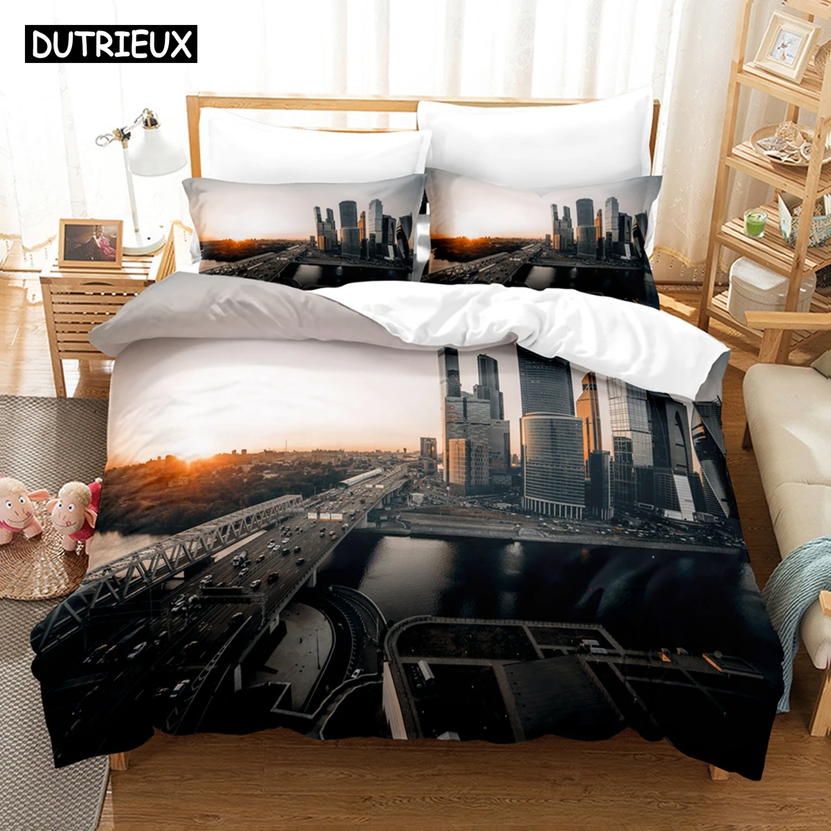 

3D Printed Russia Moscow Scenery Bedding Set Down Quilt Cover With Pillowcase Double Complete Queen King Bedding