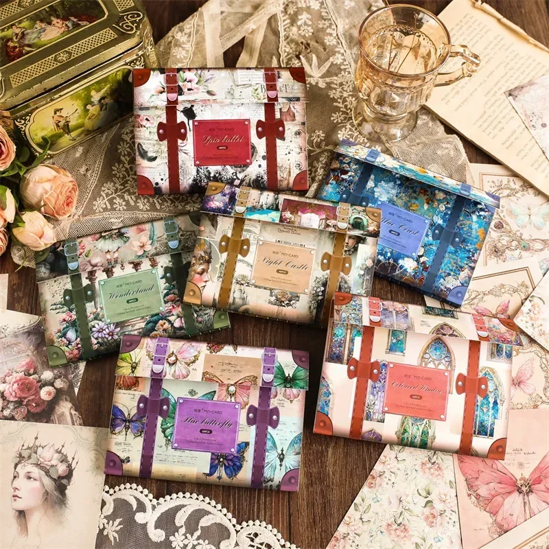 60Sheets Material Paper Dreamlike Retro Box Type Base Background Notebooks Decoration Writing Pads Handbook Scrapbook 172*115mm