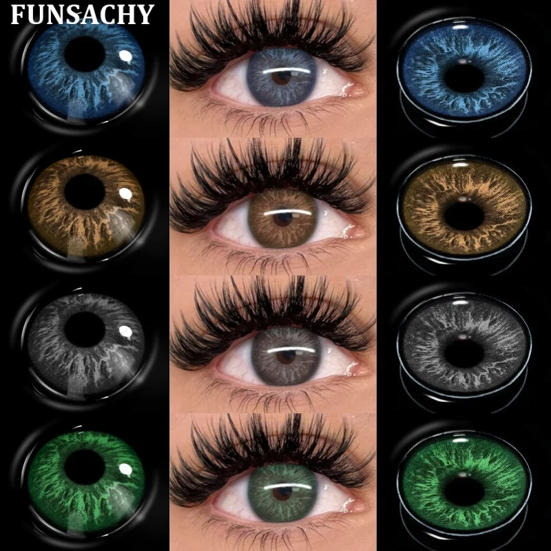 FUNSACHY 1 Paar IKEREL Farbkontaktlinsen für Augen Blau/Braun/Grau/Grün Softlens Natürliche Augenkontakte Jahreskosmetik Schüler