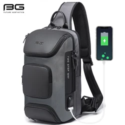 BANGE Multifunctional Men's Messenger shoulder Bags Short Trip Waterproof USB Charging Motorcycle Crossbody Chest Bag for Men