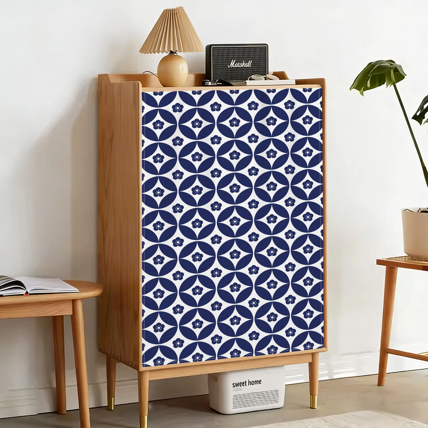 Japanese Indigo Traditional Pattern Cabinet Curtain Kitchen Sideboard Bookshelf Decorative Blue Wave Home Privacy Screen Curtain
