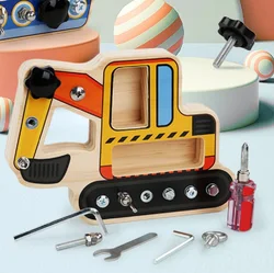 Jigsaw Kid Busy Bus with Screw Driver Wooden Color Car Assembly Hand On Educational Board Training Tool Set Montessori Toy Gift