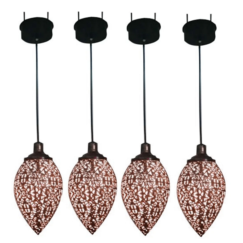 

ABHU 4X Solar Powered LED Moroccan Hanging Lantern Retro Moroccan Pattern Projection Lamp Outdoor Garden Fairy Light Kit