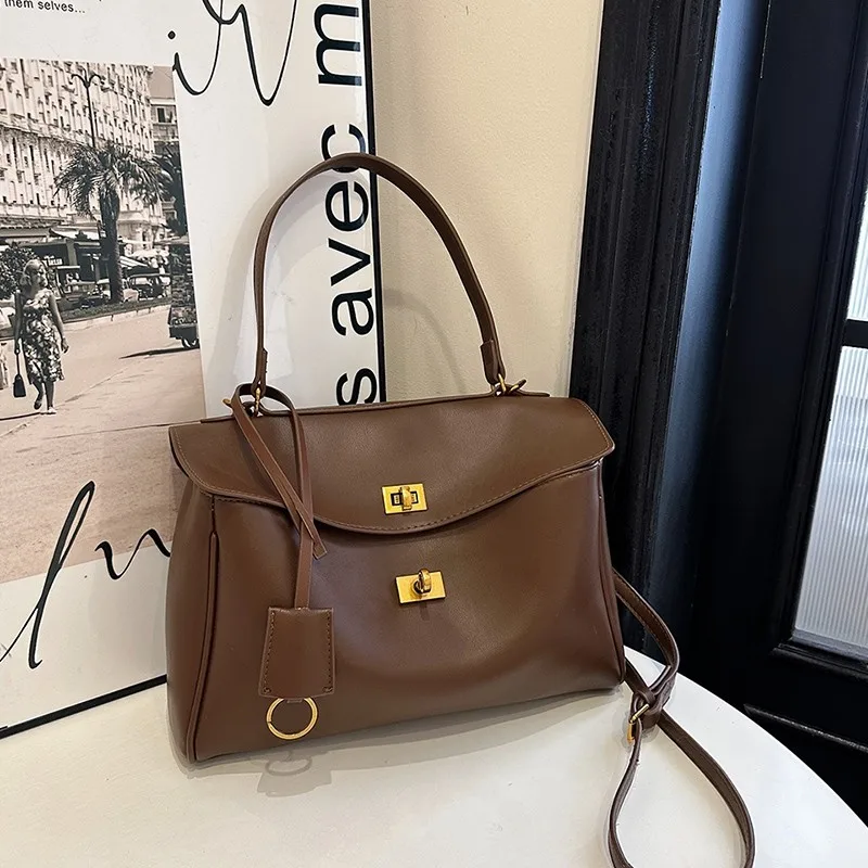 Lizzytsu Luxury Brand PU Solid Square Shoulder Bags Fashion Crossbody Bags Women Retro Handbag Casual Korea Designer Tote Bag