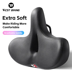 WEST BIKING Widen Bicycle Saddle Comfortable Ergonomic Bike Seats Soft Shock Absorption Water-Resistant Cycling Cushion Parts