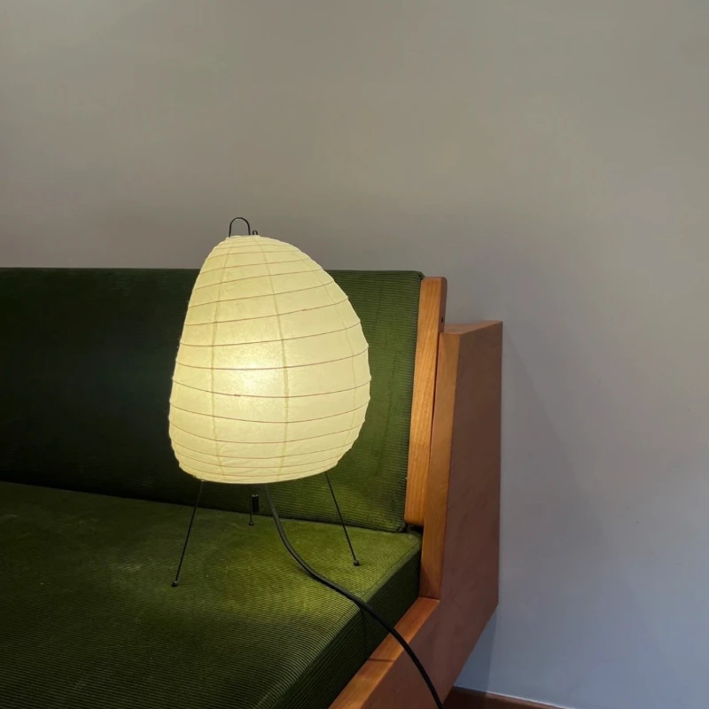 اليابانية Akari Noguchi الأرز ورقة مصباح أرضي LED وابي سابي الفن الرجعية مصمم نصف القمر ضوء ديكور المنزل غرفة نوم المعيشة السرير #3