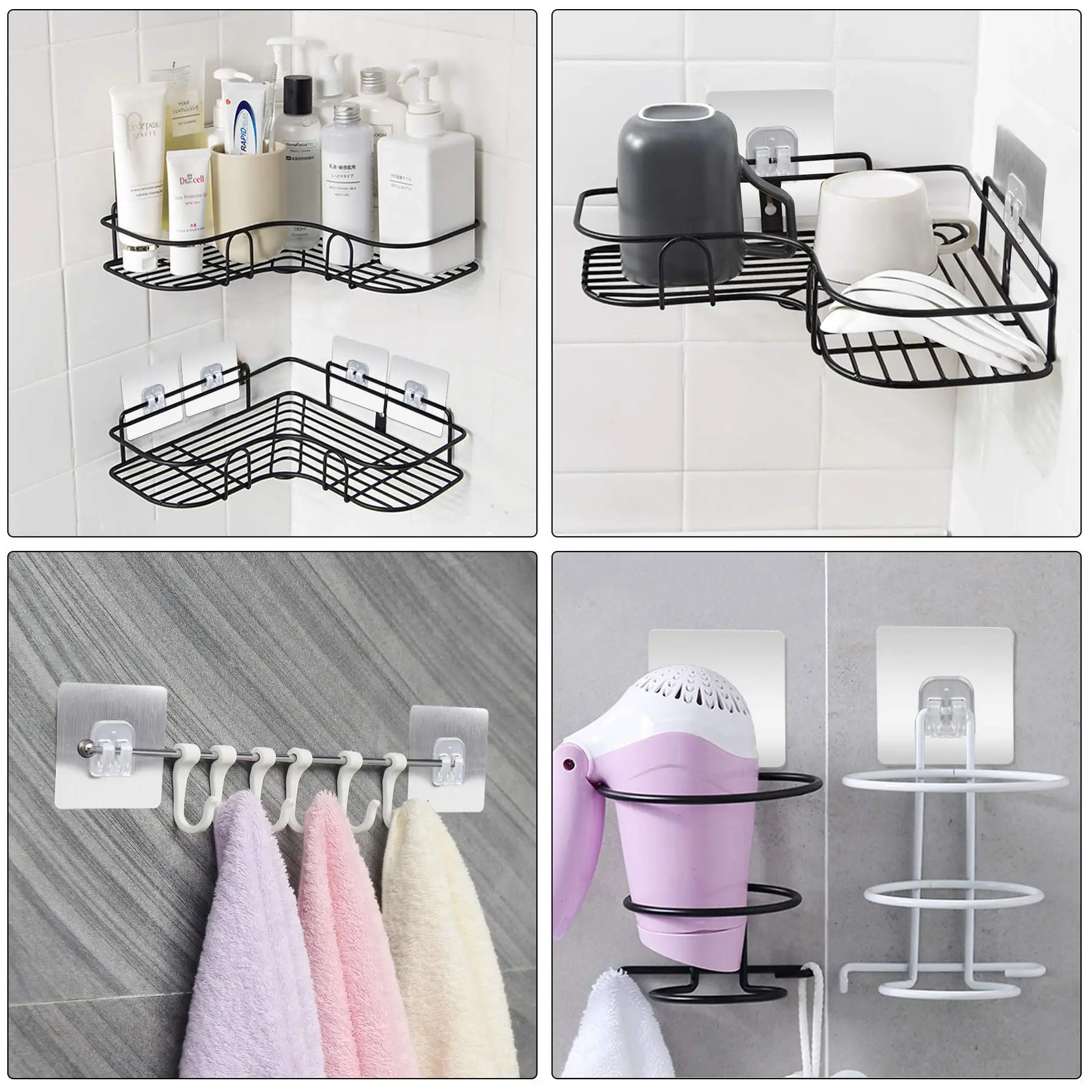 1/10pcs Corner Shower Caddy Adhesive Sticker Hook Mount for Shower Caddy Basket Bathroom Shelf