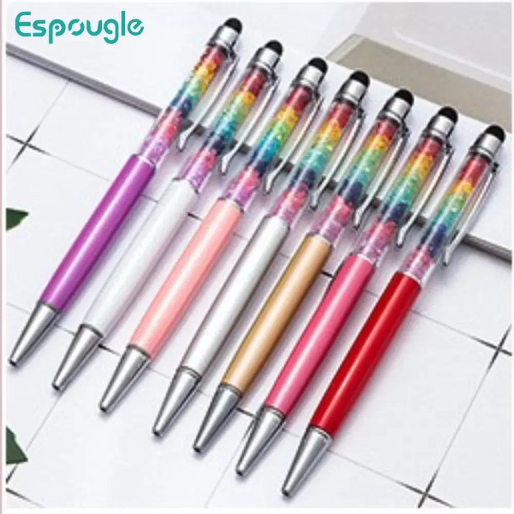 Bolígrafo 2 en 1 de cristal + lápiz capacitivo con función de pantalla táctil para escribir papelería suministros escolares de oficina, 200 Uds.