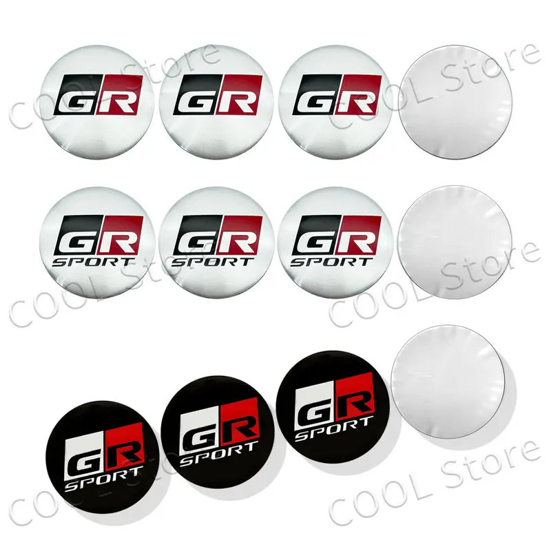 Car Decor 4Pcs 56mm GR Sport Emblem Wheel Center Tire Dust Cover Stickers For Toyota Camry Prius Rav4 Corolla Hilux Yaris