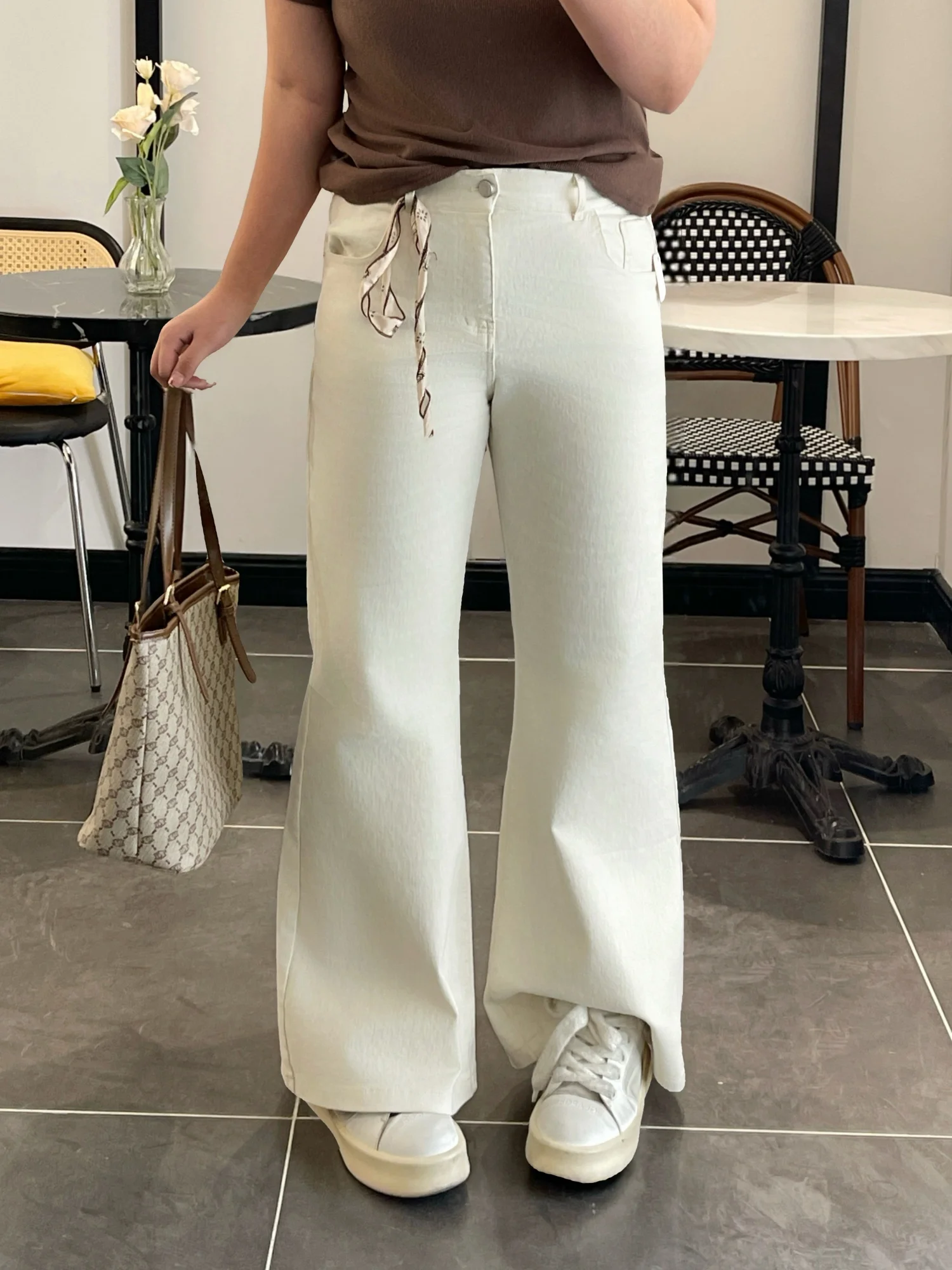 

High Waist Wide Leg Narrow Version Casual Pants Women's Spring New Style Commute Wind Micro Flared Pants Thick Sister