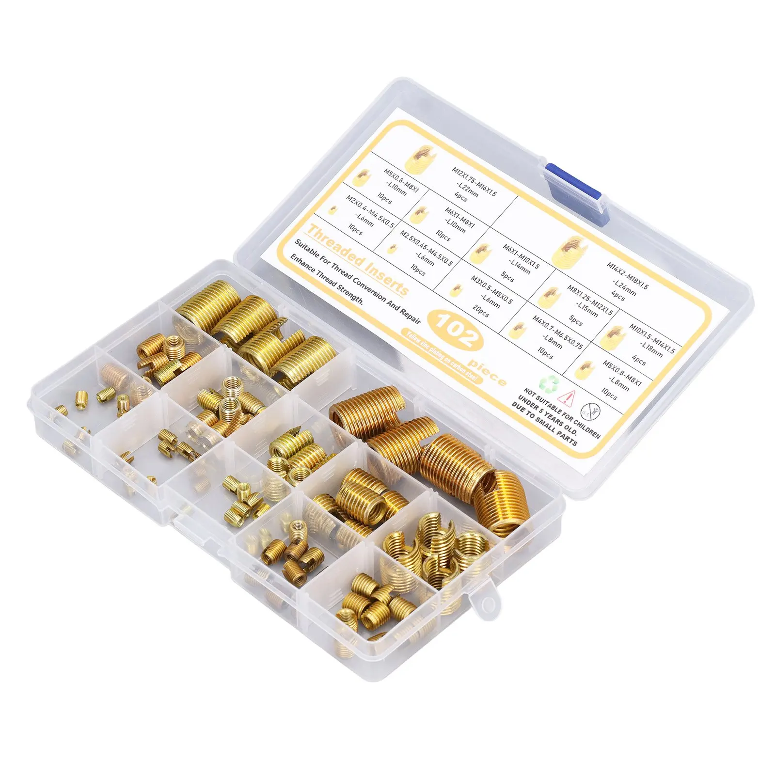 102Pcs Self Tapping Thread Inserts M2‑M14 Quick High Carbon Steel Reinforce Repair Tool