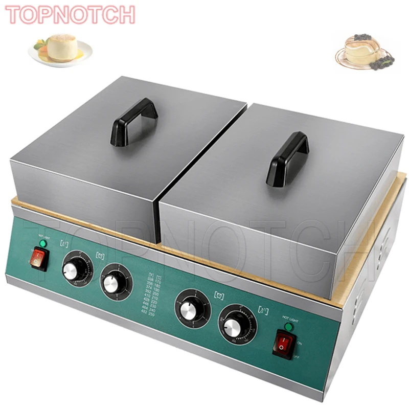 Commercial Double Head Souffle Maker Snacks Machine Pure Copper Rapid Heating Fluffy Pancake