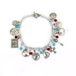 Movie Jewelry Swan Evil Queen Bottle Red Beads Charms Bracelet Once Upon A Time Themed Charm Bracelet Bangle For Fans 