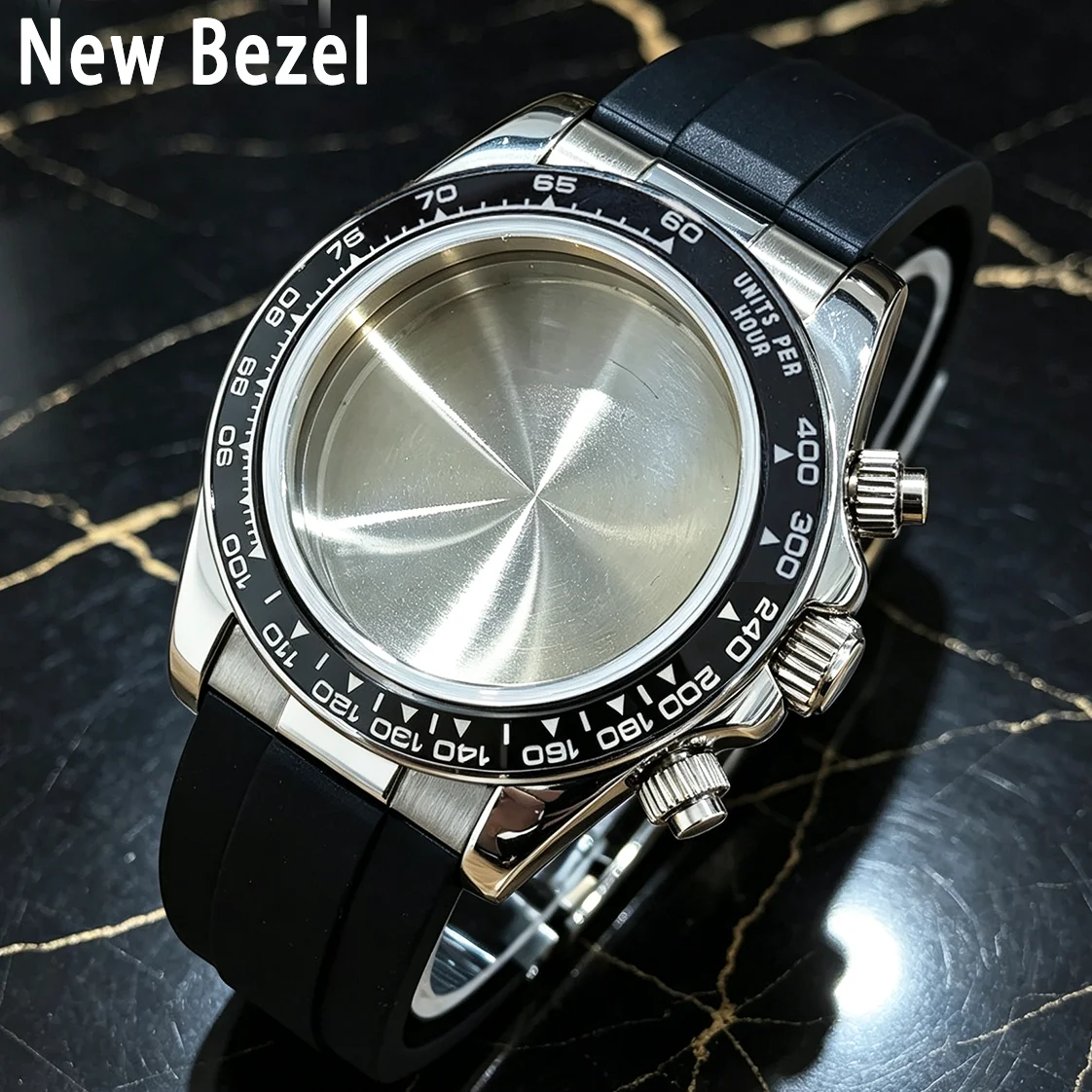 39MM VK63 Rubber Strap Case Fit For Daytona VK63 Case Fine tuning Buckle 316L Stainless Steel Men's Watch Accessories
