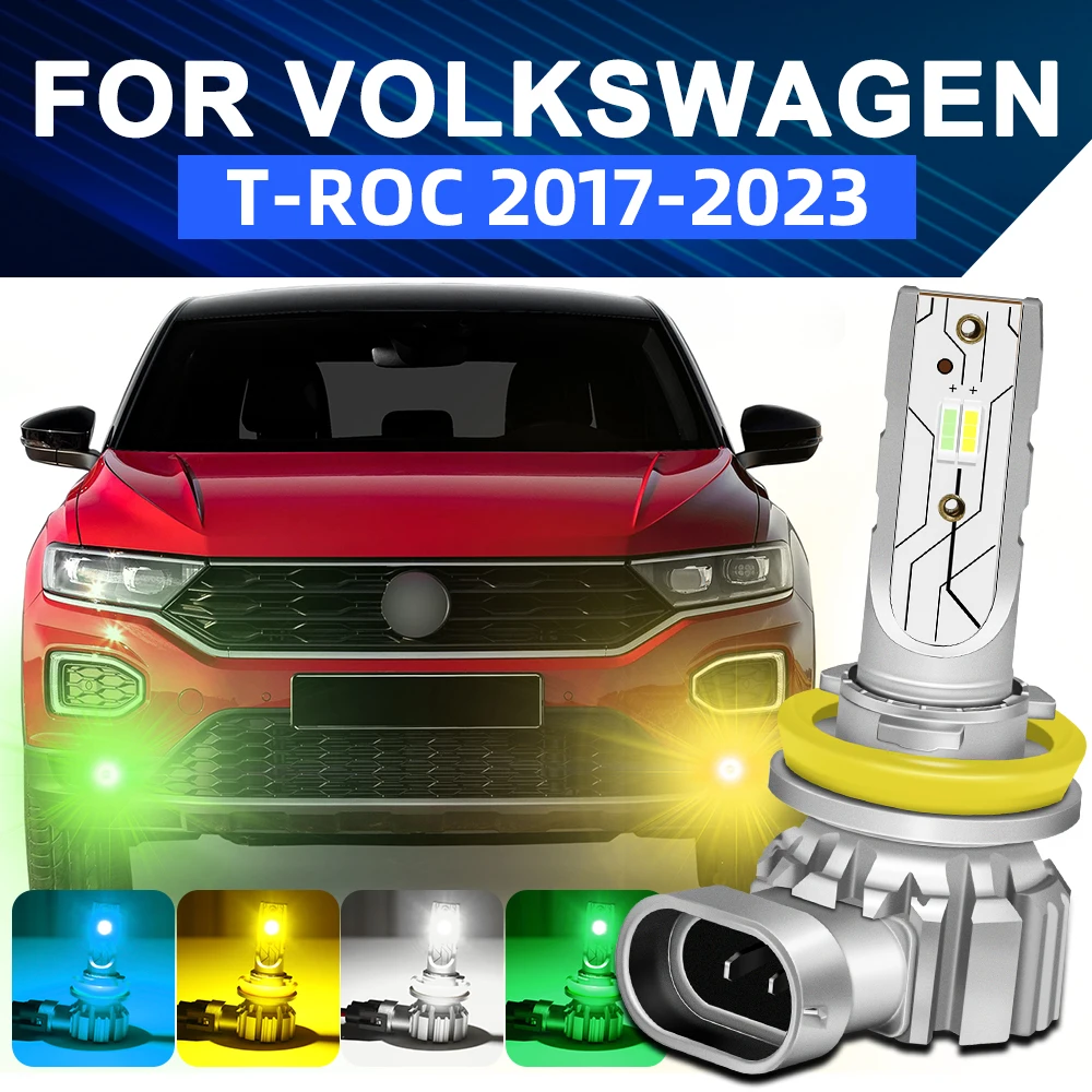 

Front LED Fog Lights Bulb For Volkswagen VW T-ROC A11 D11 2017 2018 2019 2020 201 2022 2023 Dual Color LED Fog Lamp Ultra Bright