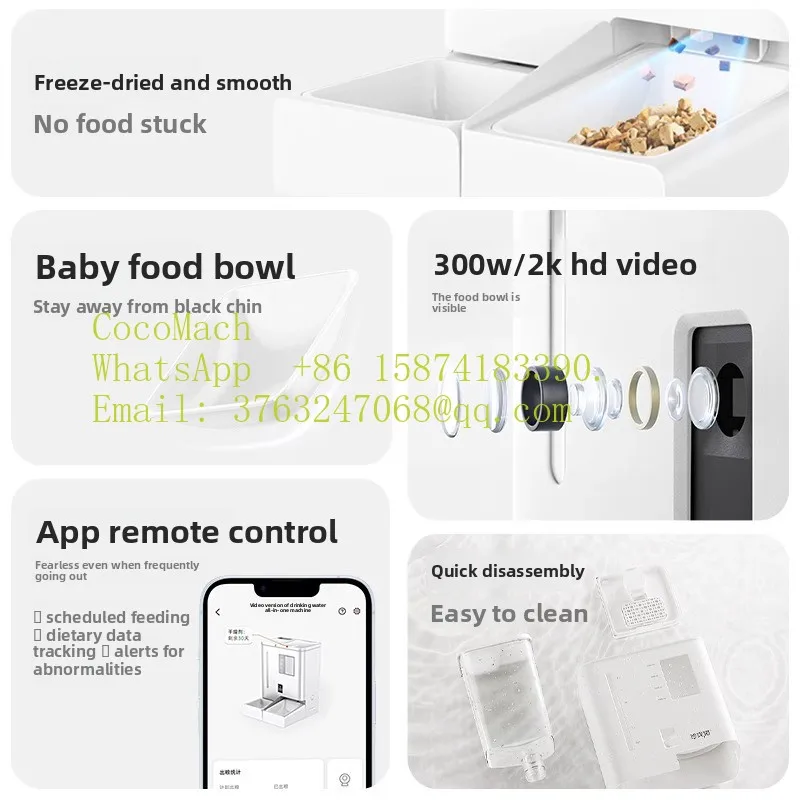 Smart Automatic Pet Feeder with Video Camera Drinking Water and Dry Food Dispenser for Cats