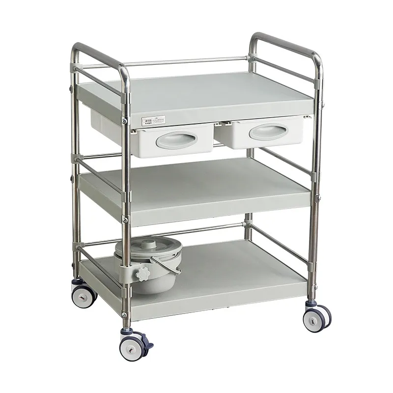 stainless-steel-treatment-cart-abs-medical-trolley-beauty-salon-mobile-thickened-rack-medical-apparatus-tool-cart